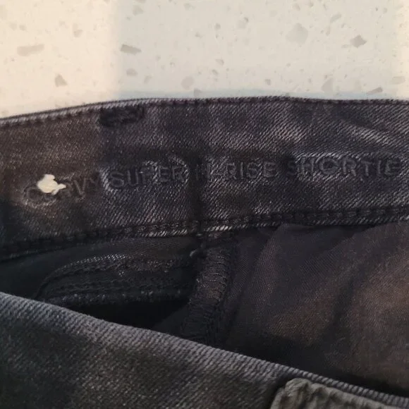 American Eagle Jean Shorts Womens 4 Curvy Super Hi Rise Shortie Denim Button Fly - Picture 9 of 9